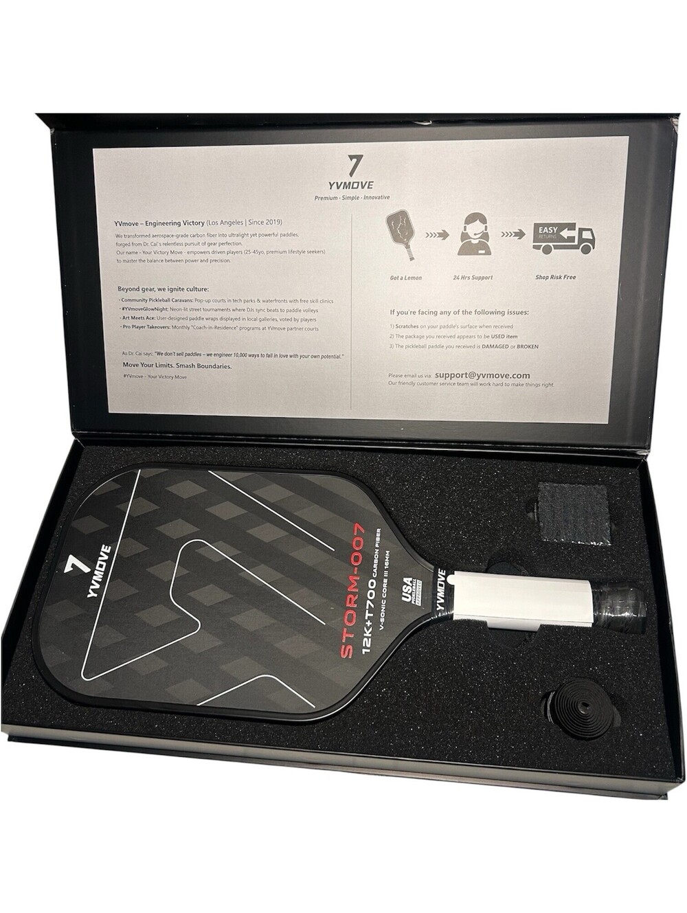 YVMOVE 7 T700 Carbon Fiber Pickleball Paddle, 16MM STORM-007 5 STAR RATING NEW